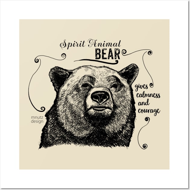 Spirit animal - bear black Wall Art by mnutz